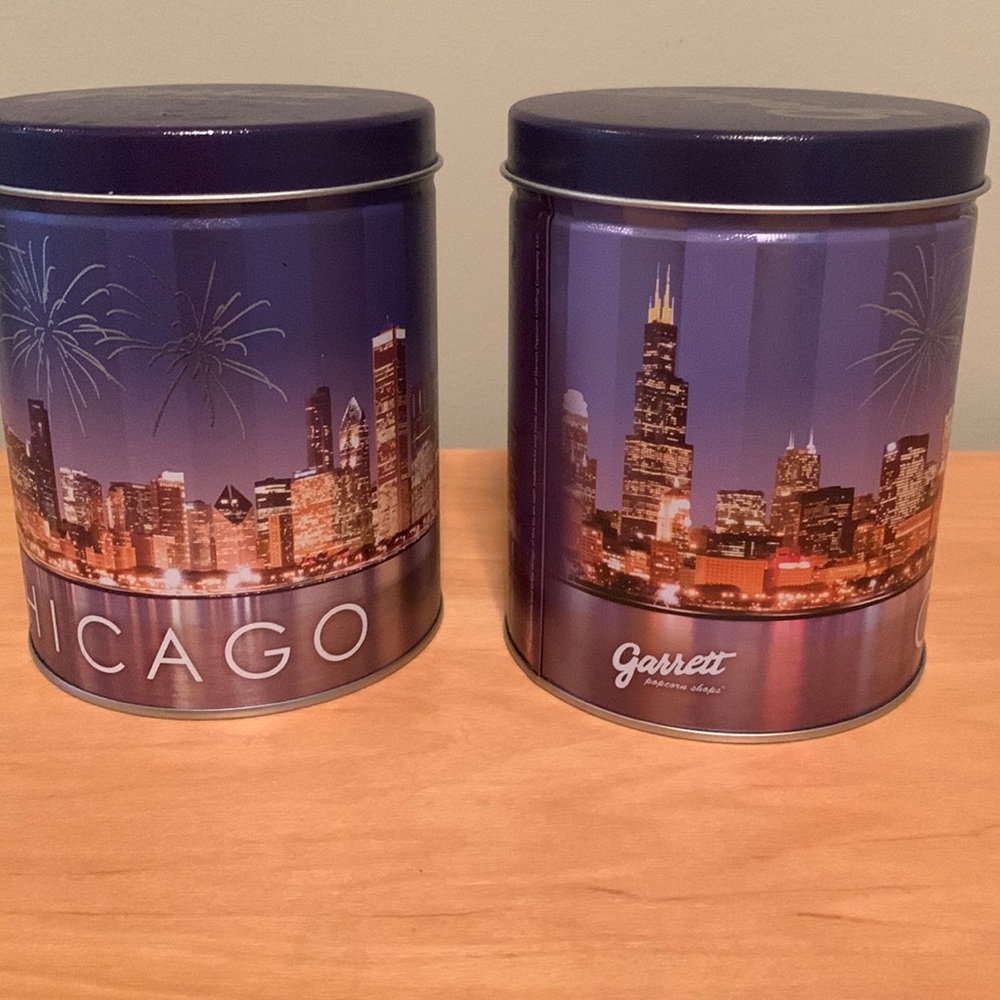 Collectible Souvenir Chicago Skyline Garrett Popcorn Tins-Many Uses!